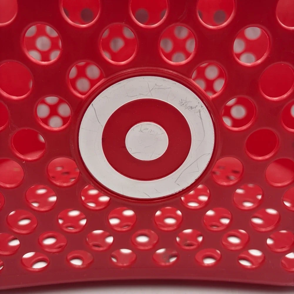 Target Full Size Basket Gray Handle Red Bullseye Logo Shopping Storage 18x11